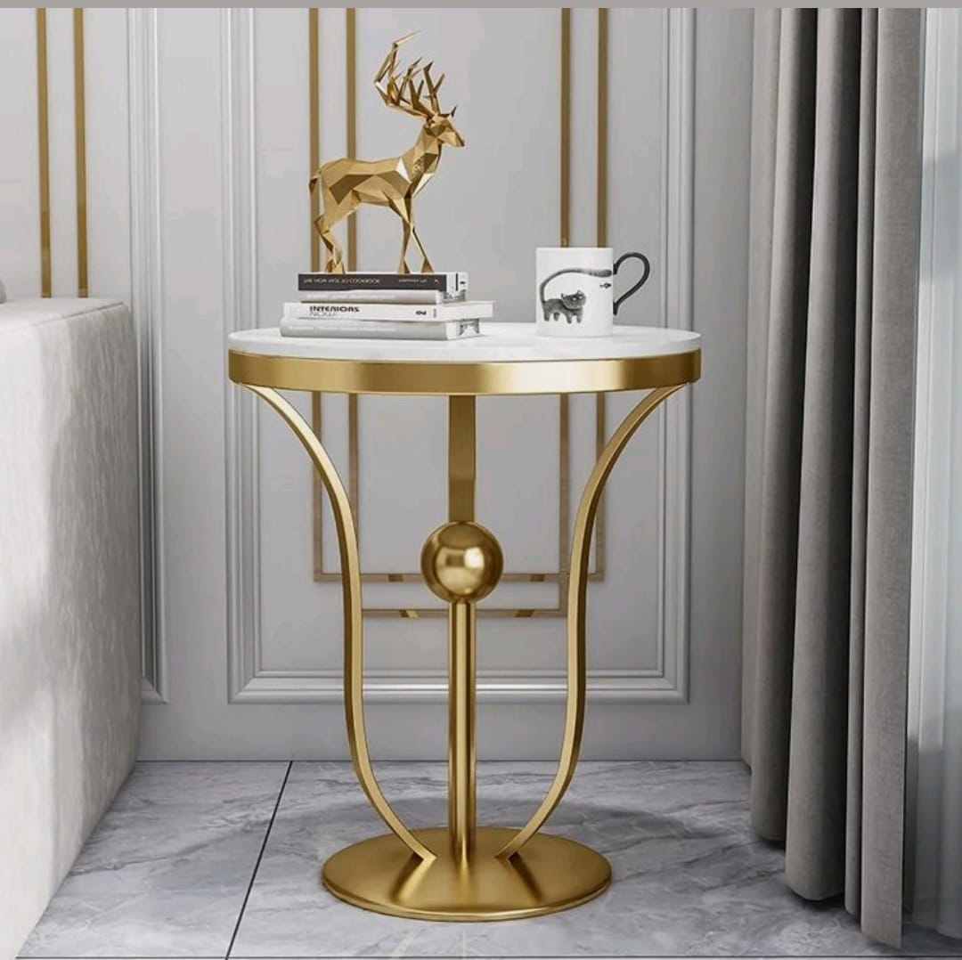 Stainless Steel Round End/Side Table MDF Top With Chrome Finish| SST-5012