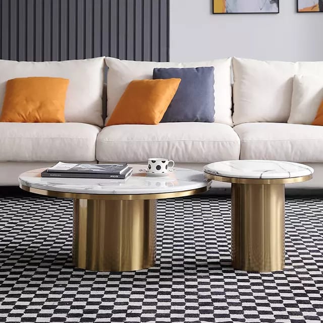 Stainless Steel Nordic Round Coffee Tables With Chrome Finish | SST-5008