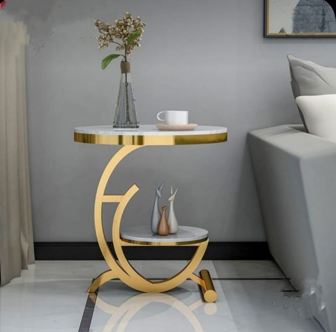 Accent Side Round Table With Chrome Finish  | MTC-