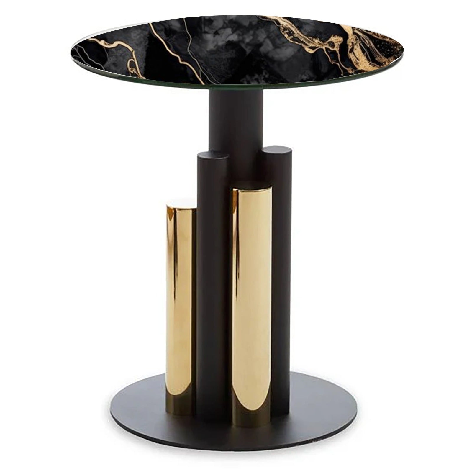 Luxury  Black & Gold Base Side Table | MST-0447