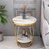 White Round Side Table with Storage | MST-0104