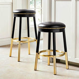 Wyatt Black Leather Gold Stools | WSC-0128