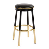 Wyatt Black Leather Gold Stools | WSC-0128