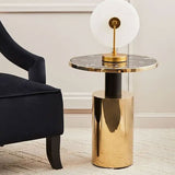 Luxury Side Table With Black & Gold Metal Base Crom Finish  | MST-0432