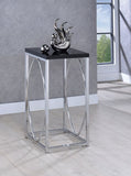 Contemporary Glossy Black and Chrome Accent Table | MST-0207