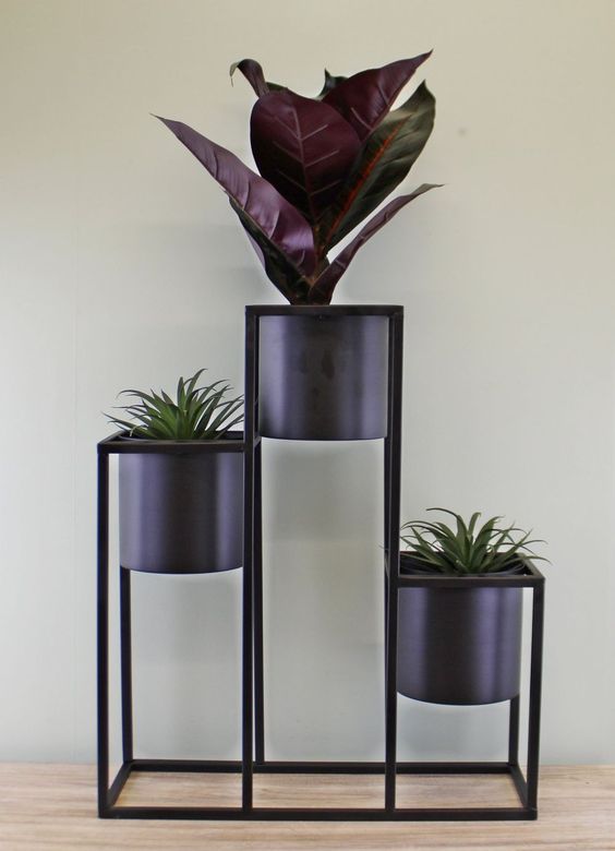 Triple Black Metal Planter | MSPS-0124