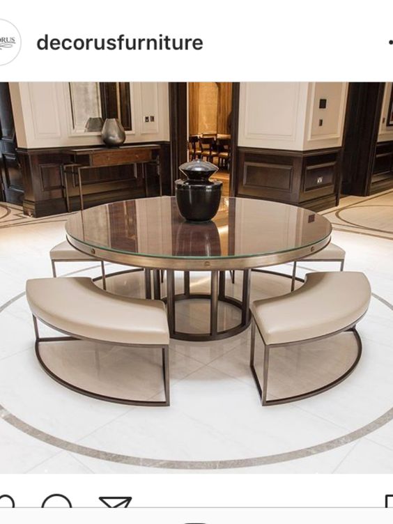 Glass Round 4 Seater Fancy Dining Table Set Black/Gold | MSDT-0111