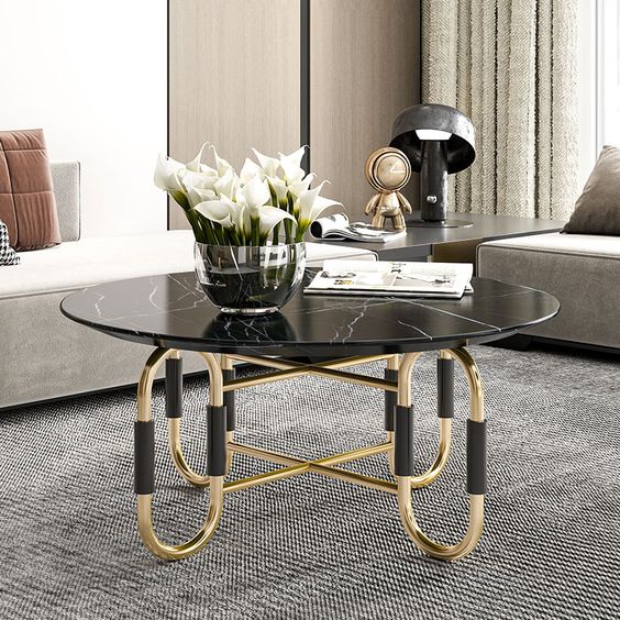 Black & Gold Luxury Coffee Table |   MST-0308