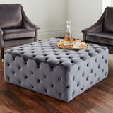 Casper Velvet Cocktail Ottoman In Grey  |  MST-0393