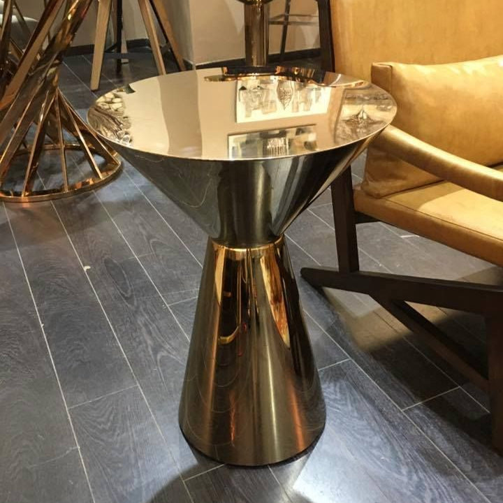 Luxury Stainless Steel Side Table with Black  & Gold Chrome Finish | MST-0429