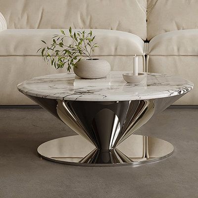 Stainless Steel Coffee Table With Chrome Finish Mdf Top | SST-5055