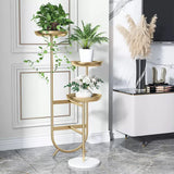 3-Tier Tall Metal Plant Stand Chic Unique Shaped Planter in Gold | MSPS-0103