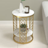 2.Tier Luxury Sofa Side Table  Metal in Gold | MST-0248