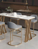 Modern High White Bar Table with Golden Double Pedestal  (5.P Set ) | MSDT-0124