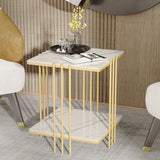 Mdf Top Side Table Gold: 2 Tier Square Table | MST-0401