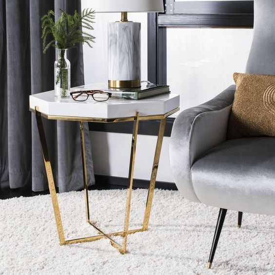 Danna Metal End Table - Gold Legs | MST-0397