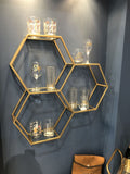 Gold and Glass Honeycomb Wall Shelf