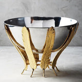 Home Decor Golden Leaf  With Stainless Steel Bowl | MST-0160