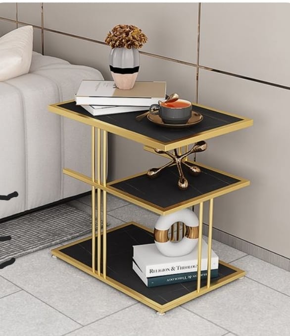 3-Tier Side Table | Square End Table with Shelves | SST-5006
