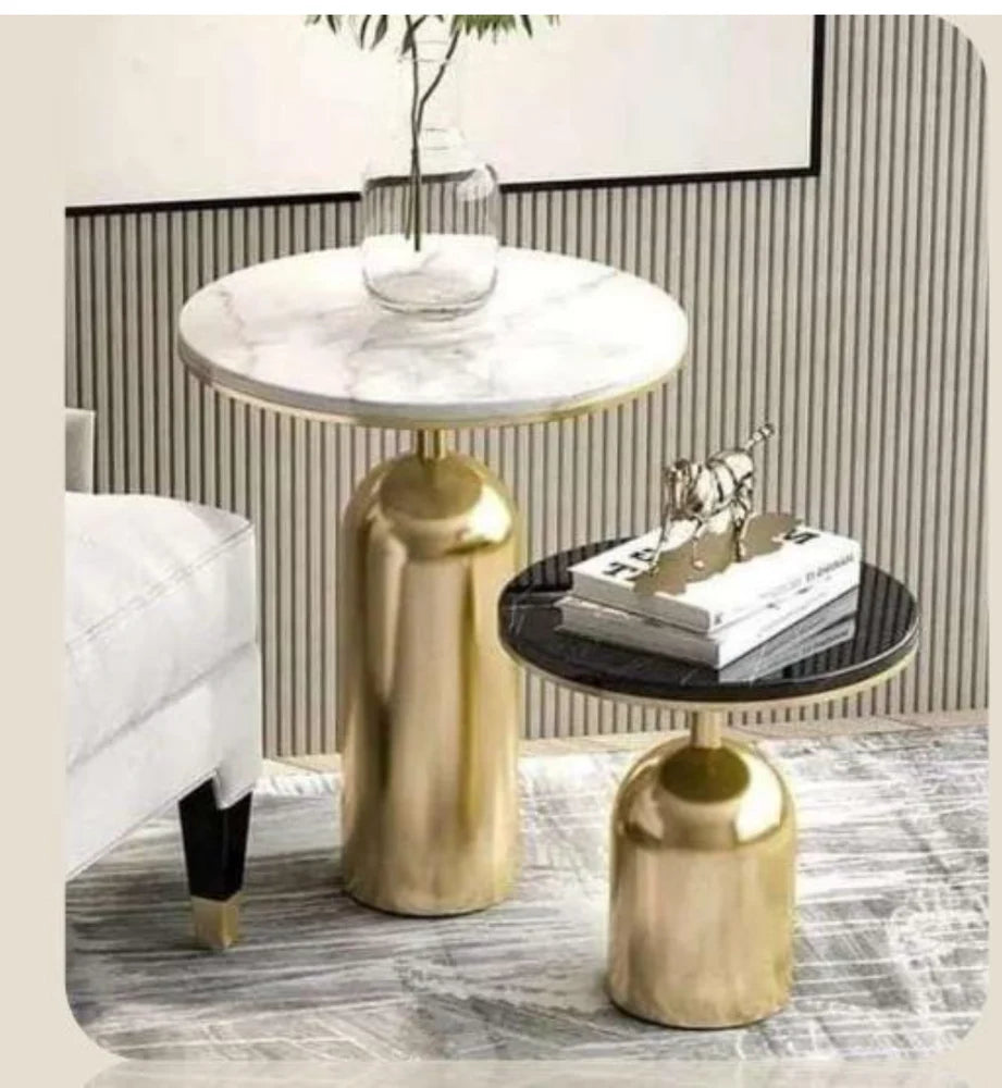 Stainless Steel Luxury Round  Side Table Set With Chrome Finish | SST-5007