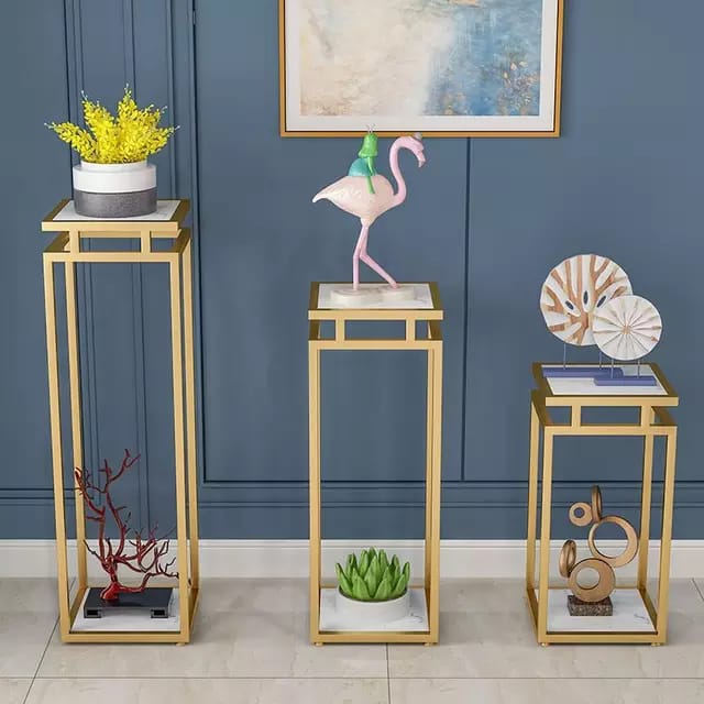 BENITEZ SET OF 3 GOLD FRAME DISPLAY RACK / SHELF / CABINET | MSPS-0111