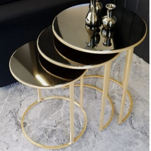 Black & Gold Nesting Table Set | MST-0136