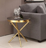 Golden Finish Sofa Side / Coffee Table  |   MST-0156