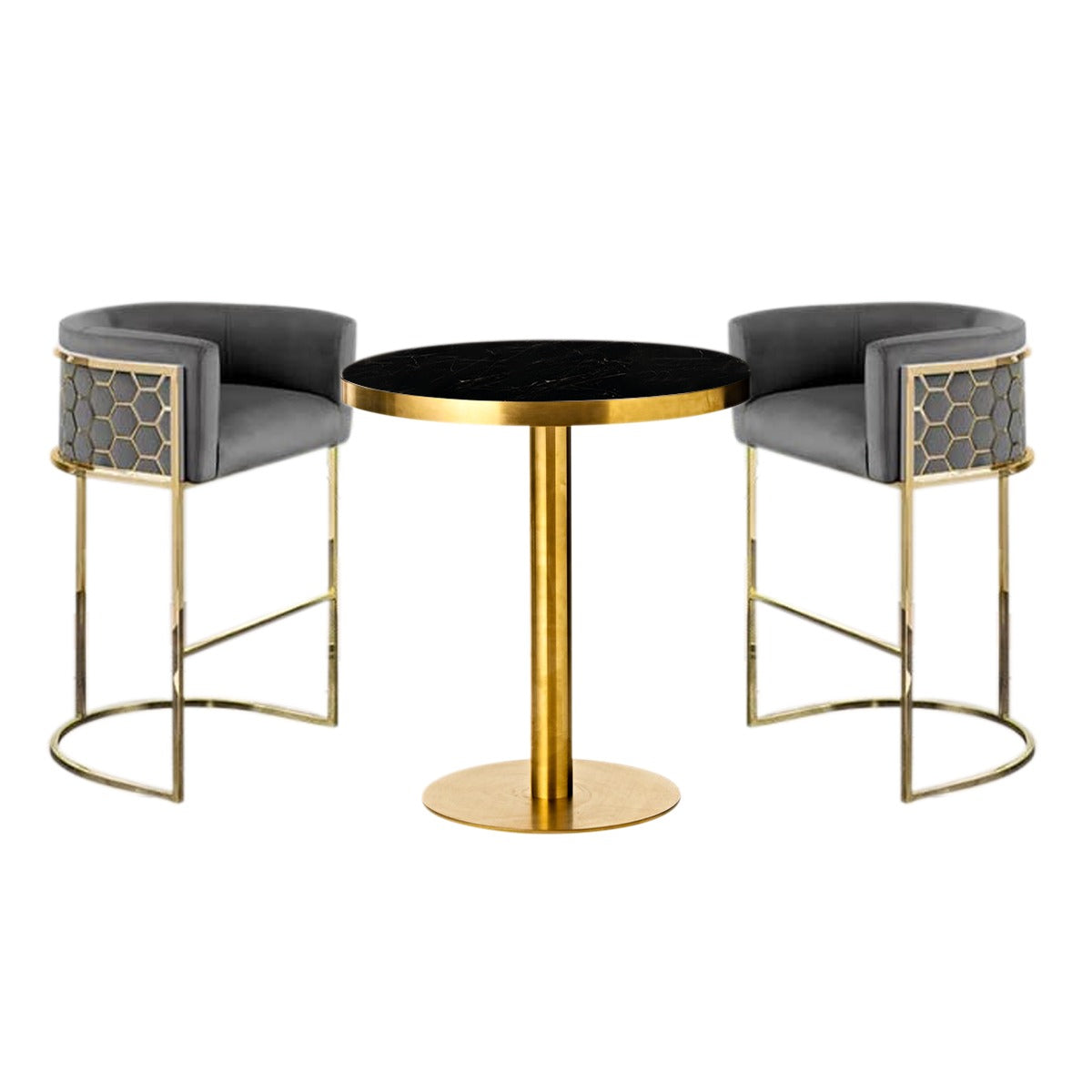 Modern Honeycomb Metal Frame Upholstered Bar Stool (3.P Set) |  WSC-0182