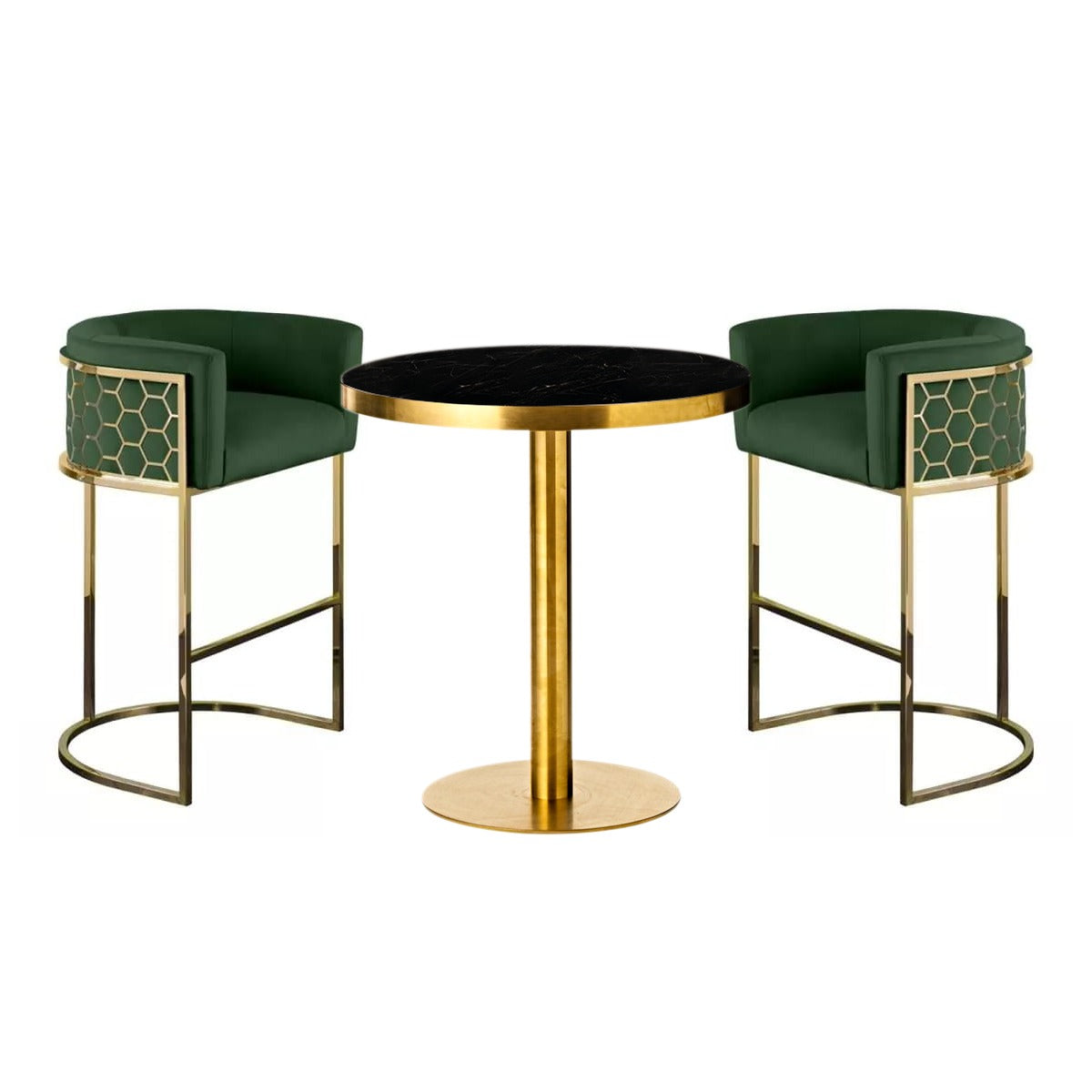 Modern Honeycomb Metal Frame Upholstered Bar Stool (3.P Set) |  WSC-0182