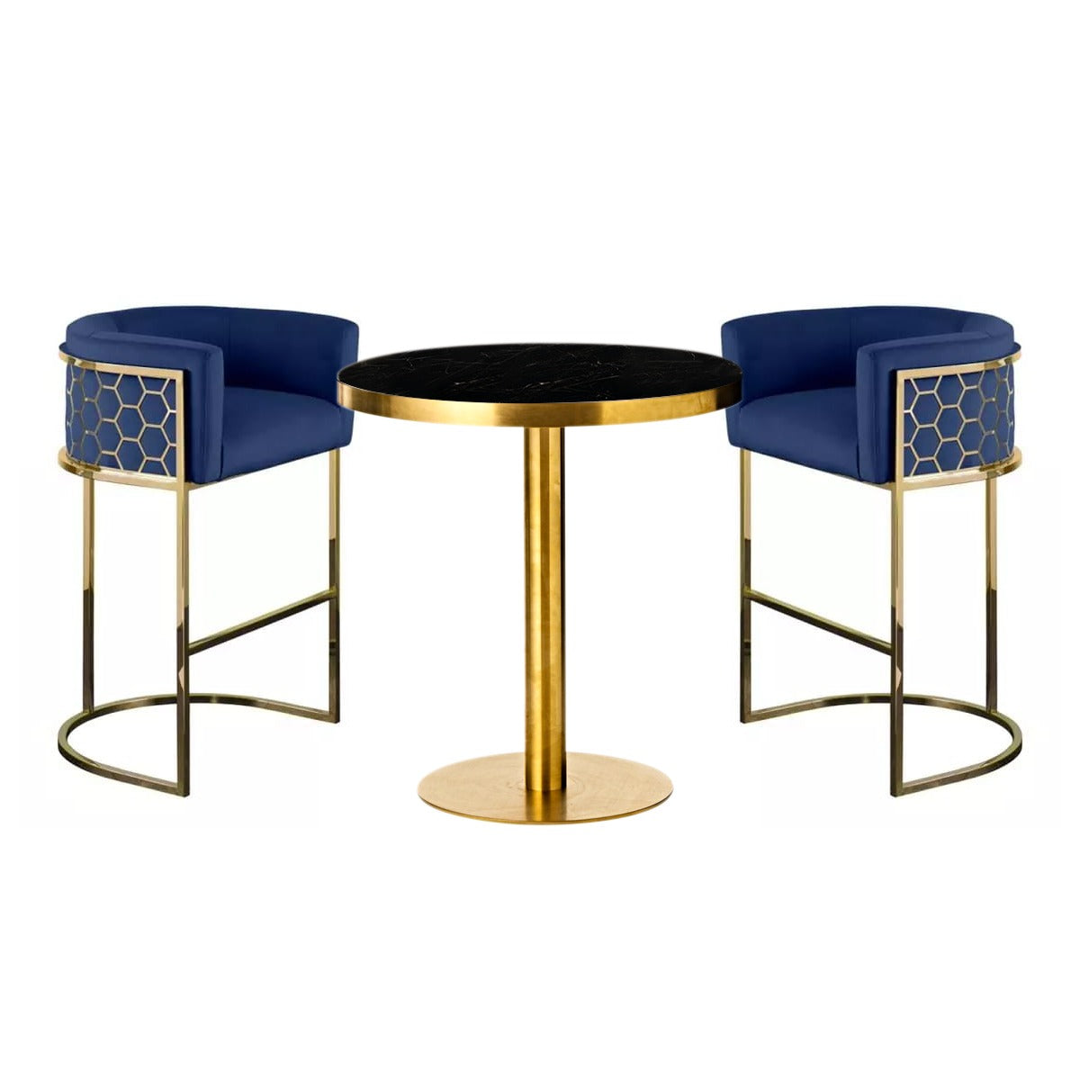 Modern Honeycomb Metal Frame Upholstered Bar Stool (3.P Set) |  WSC-0182