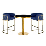 Modern Honeycomb Metal Frame Upholstered Bar Stool  |  WSC-0182