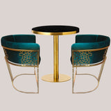 Stainless Steel with Gold Plated 2.Chairs With Round Table |  WSC-0180