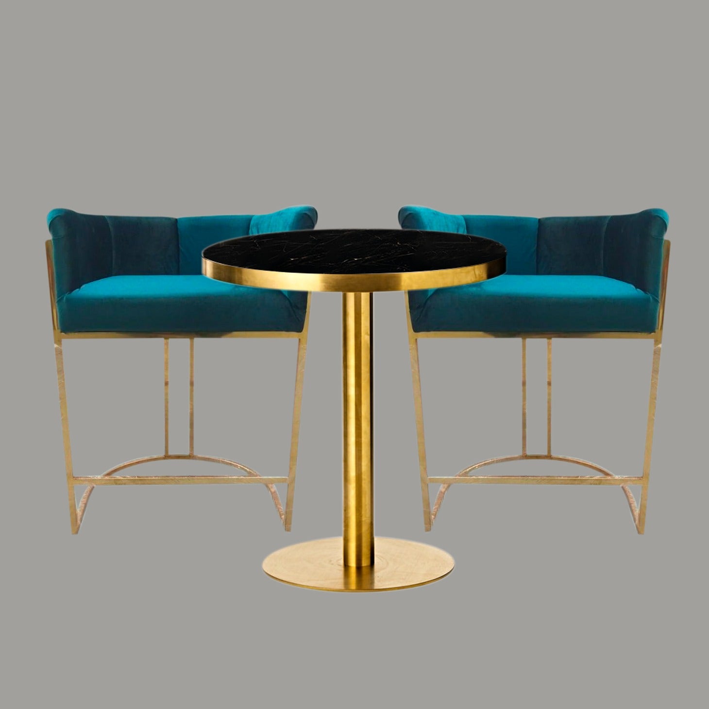 Stainless Steel with Gold Plated 2.Chairs With Round Table |  WSC-0180