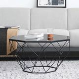 Dimond Shape Center Table With Black Glass Top | MST-0364