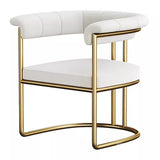 Winfield Sofa Chair /Dining Side Chair Velvet Upholstery Shelter Arms Golden Metal U Shaped  | WSC-0151