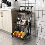 3-Layer Kitchen Storage Trolly Rolling Utility Cart Slide Vegetable Basket