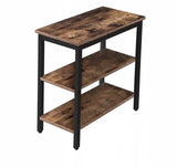 Sofa Side Table, Simple Rustic Side Table with 3-Tier Storage Shelf | MST-0339