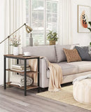 Sofa Side Table, Simple Rustic Side Table with 3-Tier Storage Shelf | MST-0339