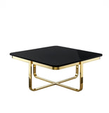 Latrice Black/Gold Coffee Table High Gloss Lacquer Finish Top  | MST-0372