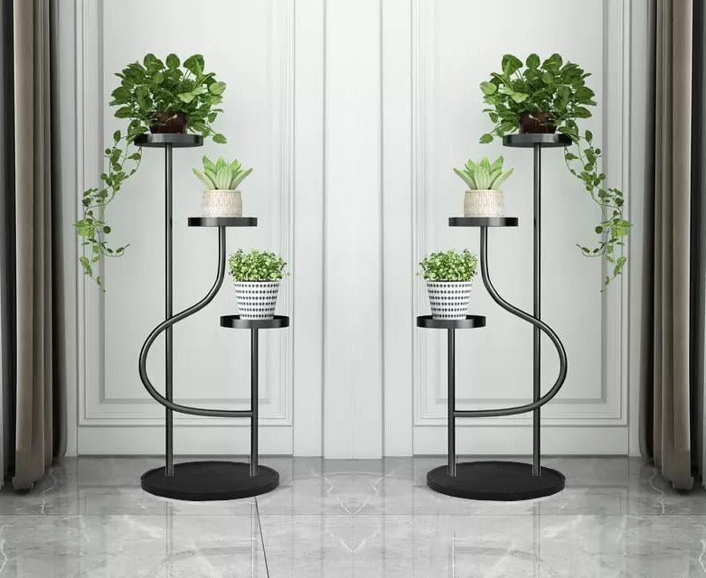 GANE Standing Shelf Units Plant Flower Stand Metal,Shelf Freestanding,for Any Room(Black)