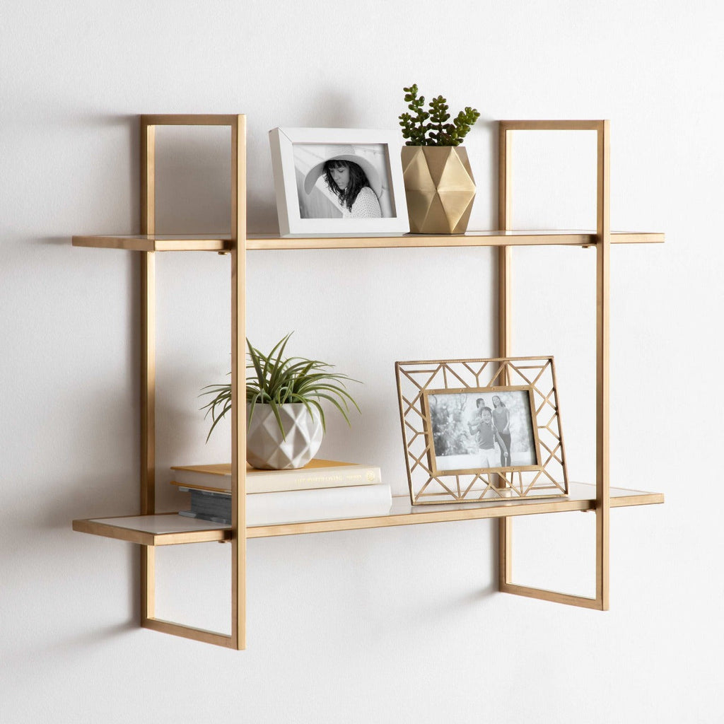 Kate and Laurel Leigh Wood and Metal Wall Shelf  | HD-0107