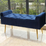 Luxurious Bedroom Bench,Velvet End of Bed Bench Seat with Golden Legs,Comfy Upholstered Bench Entryway Bench Bed