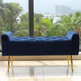 Luxurious Bedroom Bench,Velvet End of Bed Bench Seat with Golden Legs,Comfy Upholstered Bench Entryway Bench Bed