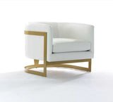 Collection Modern | Contemporary Upholstered Velvet Barrel Accent One Seater Chair with Gold Base | WSC-0172