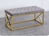 Wrought Iron Upholstered Bench,Linen Tufting Shoe Bench Sofa Stool Bed  | WSC-0149