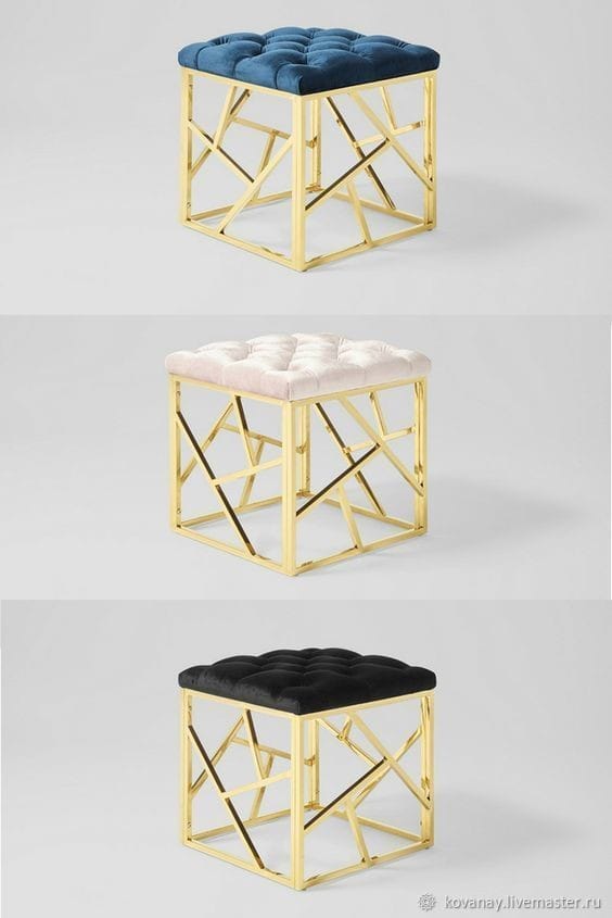 Stainless Steel Dressing Table Stool Round Stool Dressing Table Velvet Comfortable Sitting With Chrome Finish
