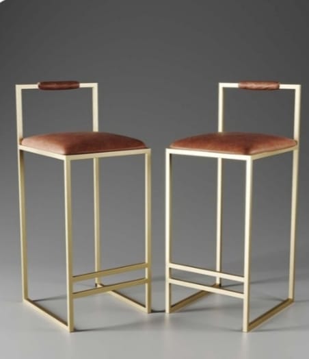 MIAOKU Bar 2 Stool Velvet Seat Dining Chair with Gold Metal Legs Pub High Stool  | WSC-0173