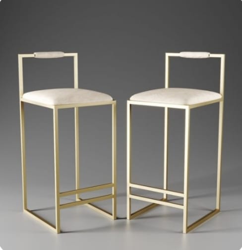 MIAOKU Bar 2 Stool Velvet Seat Dining Chair with Gold Metal Legs Pub High Stool  | WSC-0173