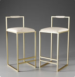 MIAOKU Bar 2 Stool Velvet Seat Dining Chair with Gold Metal Legs Pub High Stool  | WSC-0173