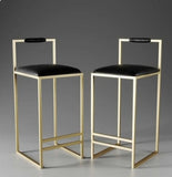 MIAOKU Bar 2 Stool Velvet Seat Dining Chair with Gold Metal Legs Pub High Stool  | WSC-0173